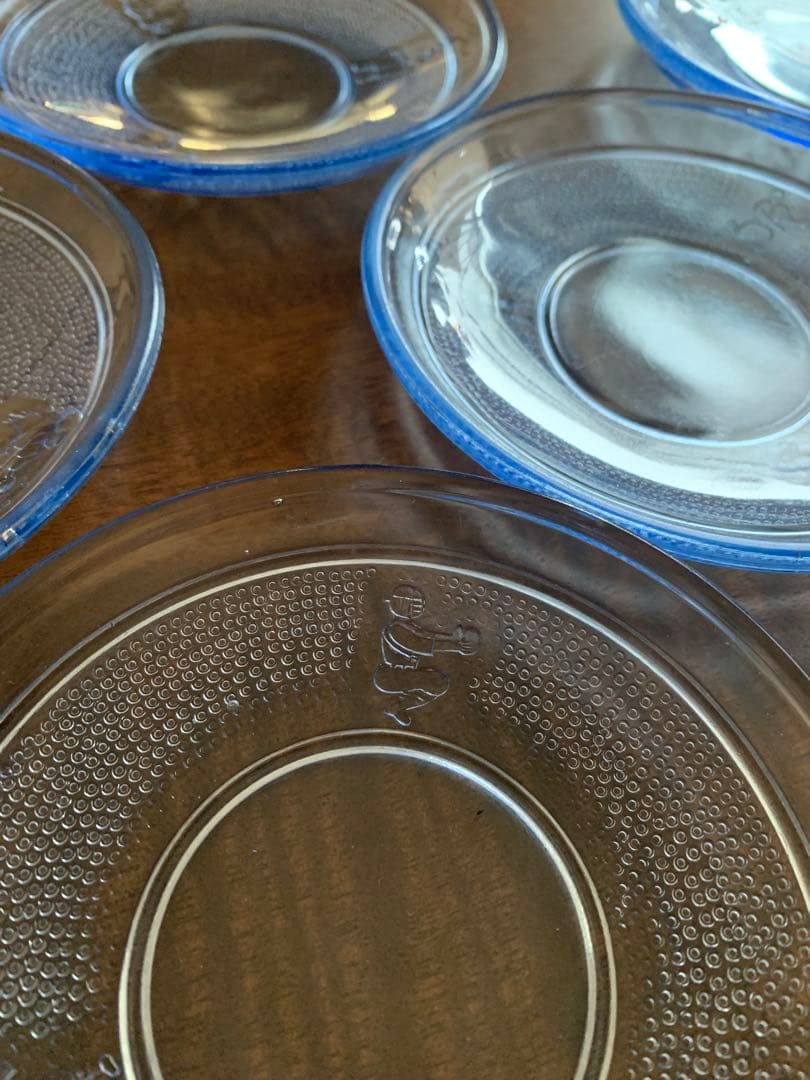 古いプレスガラス　野球柄　5枚セット