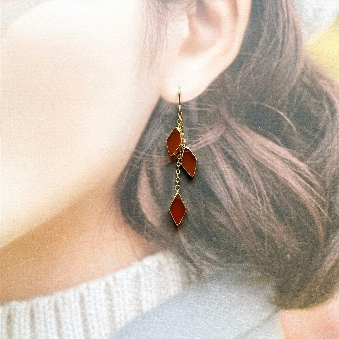 あさみ◆一点物✧カーネリアンピアス✧14kgf