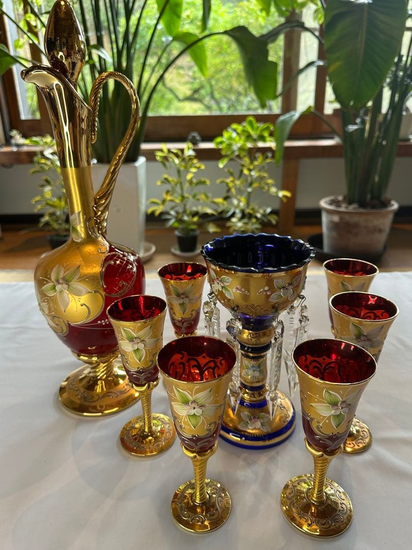 美しいベネチアンガラス製飲料セット