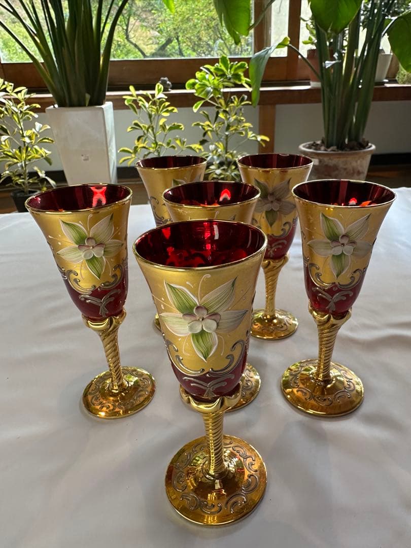 美しいベネチアンガラス製飲料セット