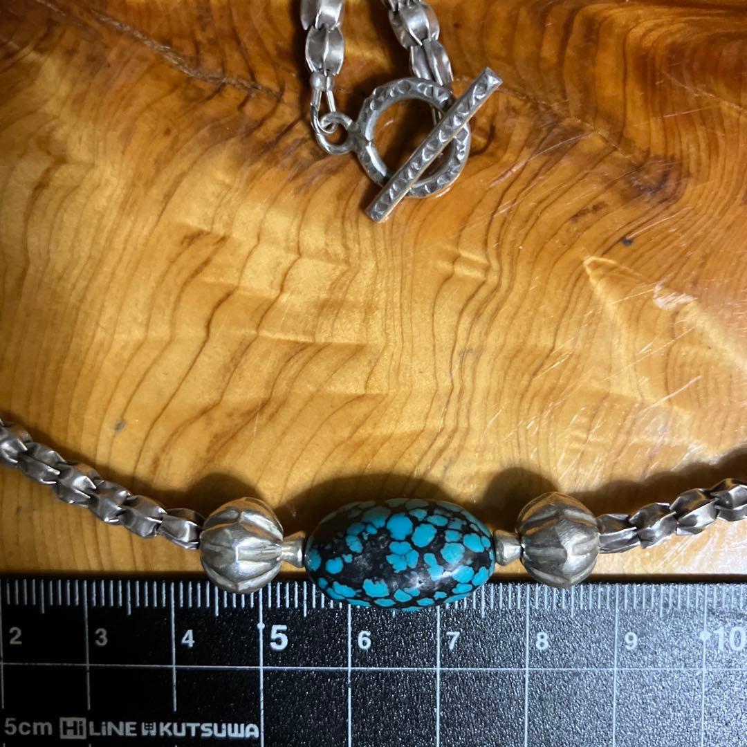 ケラ様御専用　天然ターコイズとカレンシルバーネックレス，ブレスレット2点