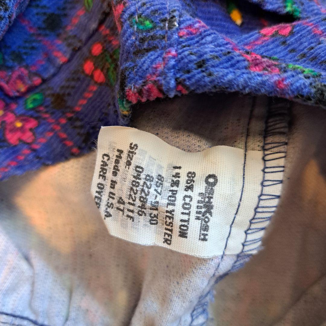 OshKosh オシュコシュ　花柄サロペット 紫　パープル　コーデュロイ