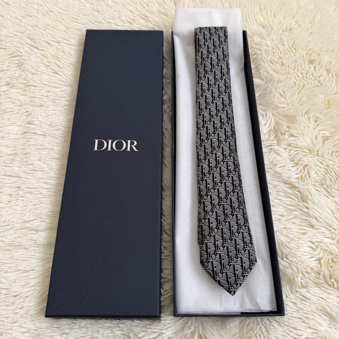 未使用 DIOR ネクタイ オブリーク ピクセル シルクジャガード