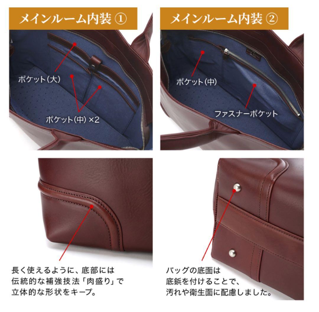 【こなき】FIVE WOODS レザートートバッグ ネイビーLsize