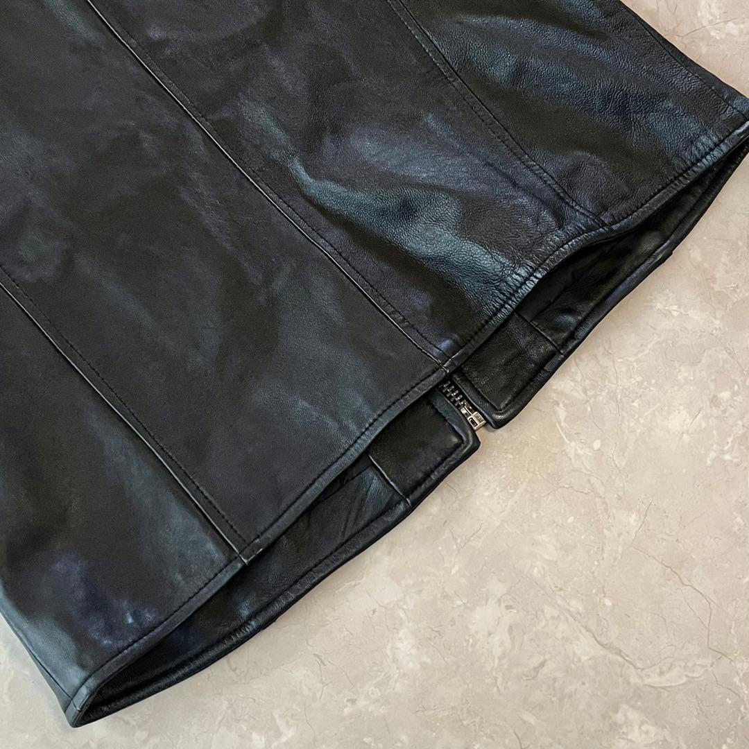 美品☆リューグーレザーズ シングルライダースジャケット 羊革 M〜L ブラック