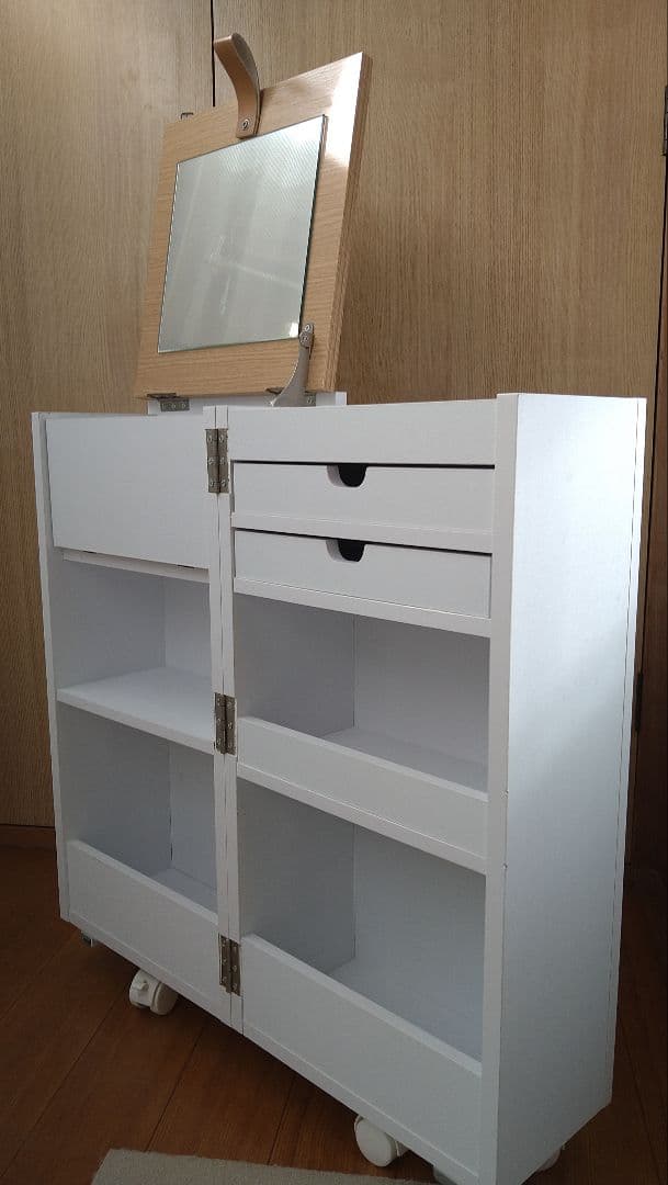 キャスター付き コスメワゴン 化粧台 ドレッサー 収納 大容量