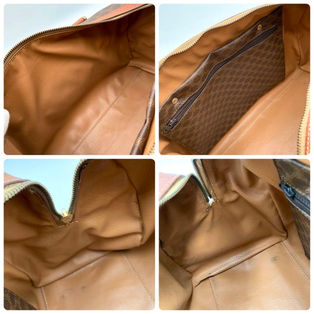 北川✨ CELINE ミニボストンバッグ マカダム柄 PVC レザー 茶色