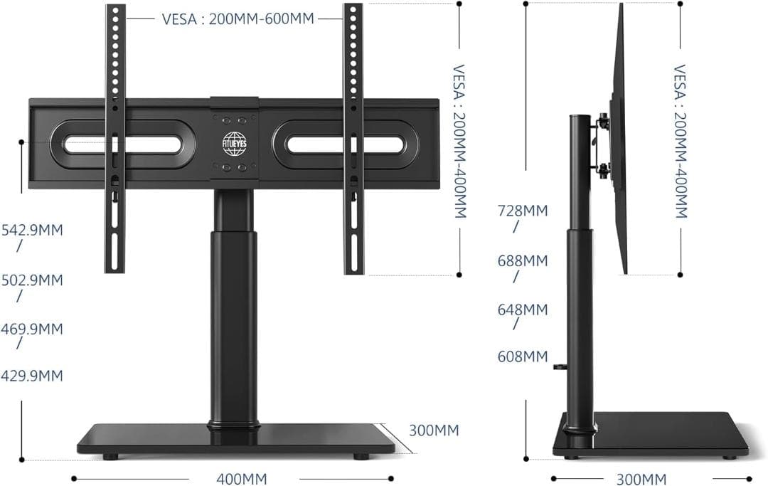 テレビスタンド 32～65インチ対応 耐荷重40KG 左右回転・高さ調節可能