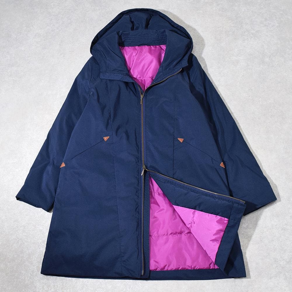 パラスパレス Pallas Palace Wジップ ロング ダウンコート F 紺