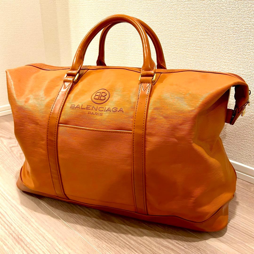 バレンシアガ BBロゴ レザー ゴルフボストンバッグ オレンジ
