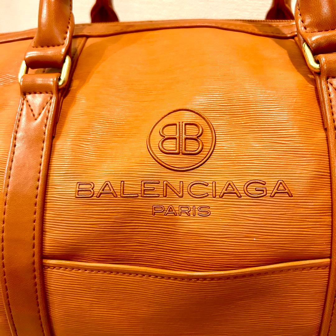 バレンシアガ BBロゴ レザー ゴルフボストンバッグ オレンジ
