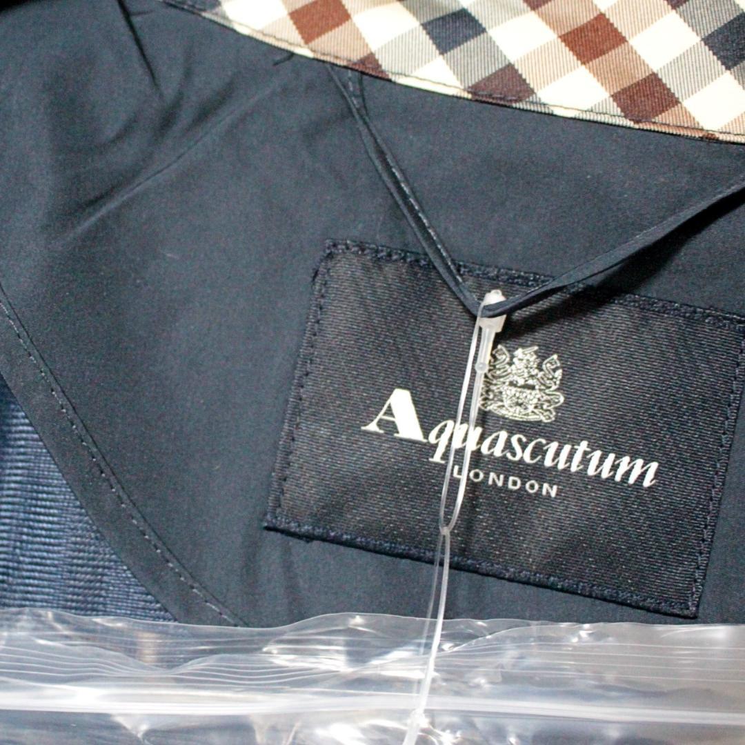 新品 アクアスキュータム 収納袋付 トレンチ レインコート レインウェア M 紺