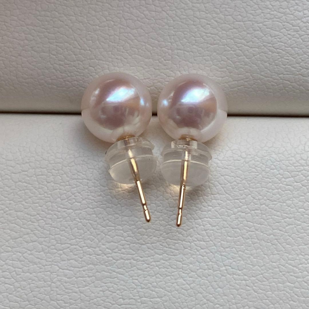 1940 美品❣️花珠から天女級のテリ❣️K18❣️あこや真珠7.5-8mm ピアス