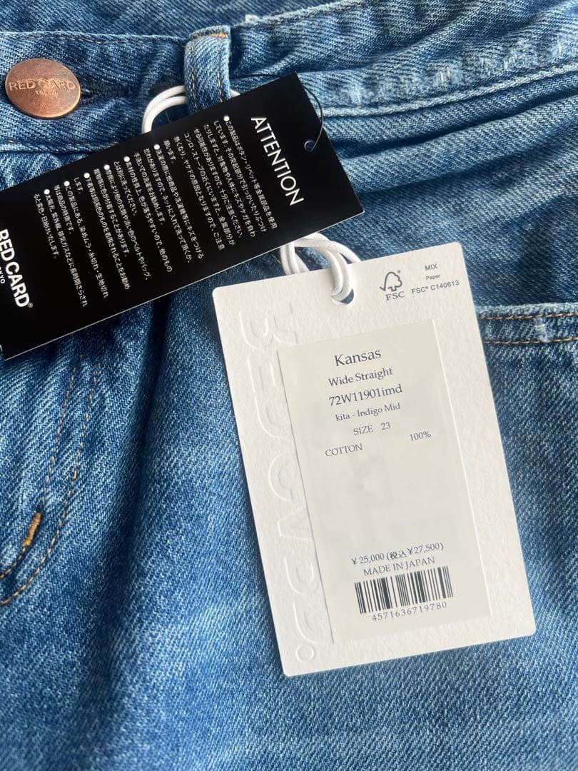 今期26新作未使用タグ付きレッドカードRED CARDデニムKansas23