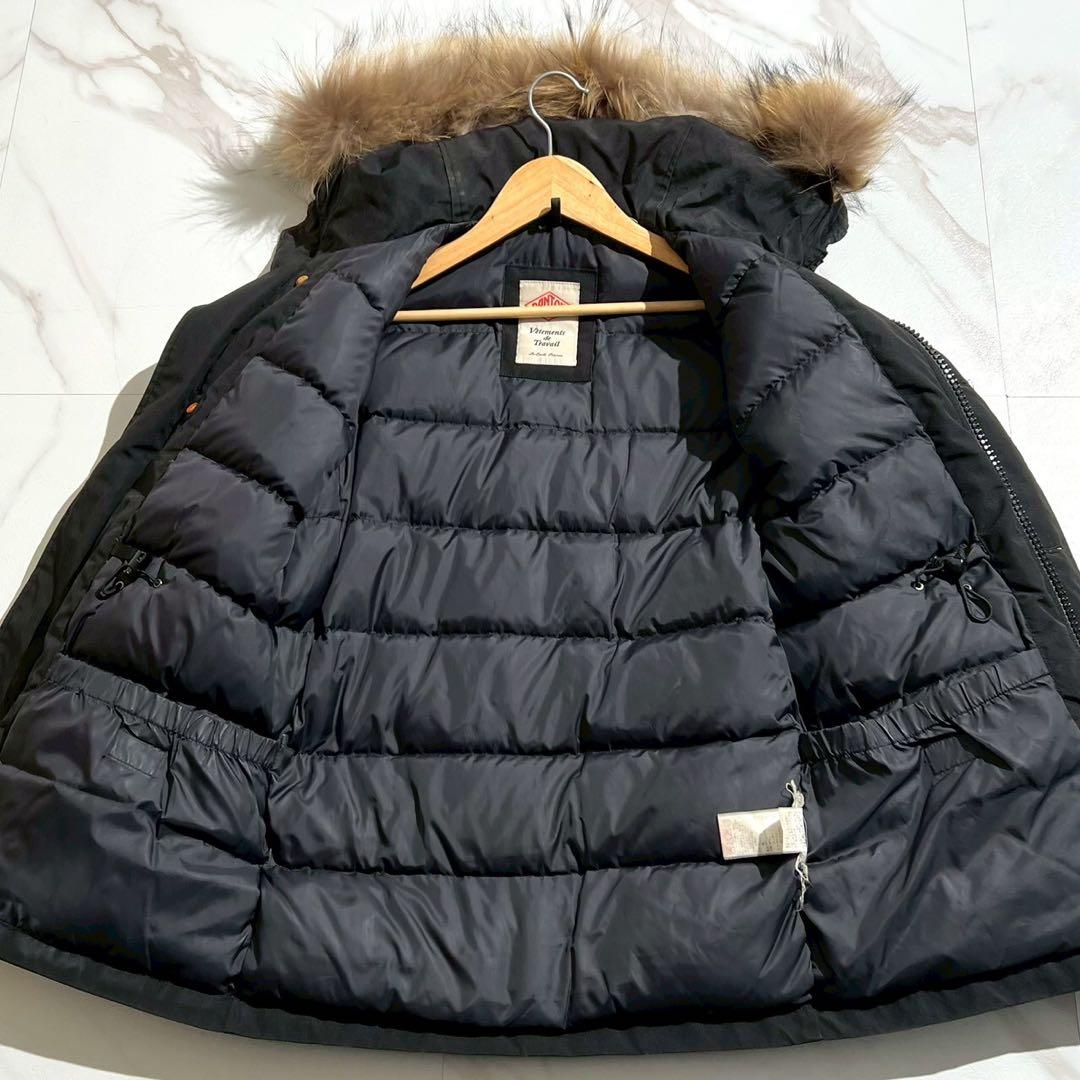 【良品✨】DANTON 2way ダウンジャケット ラクーンファー 黒 36