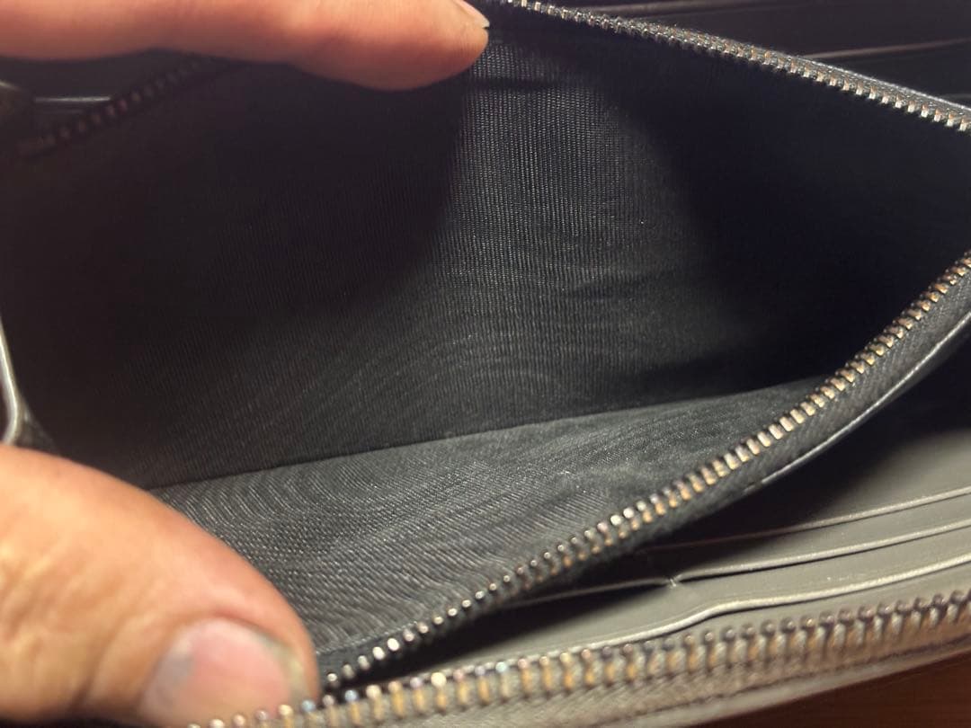 グレー レザー 編み込み ボッテガ長財布