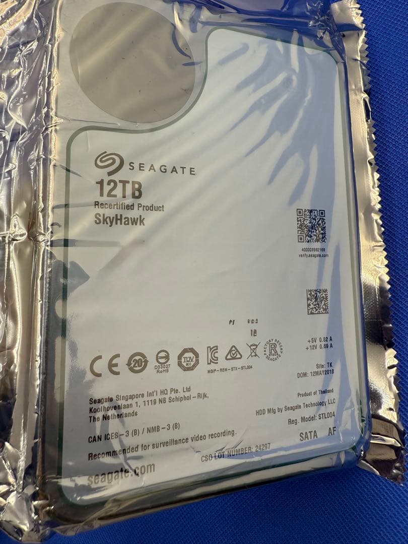 Seagate SkyHawk 12TB 内蔵型HDD 再生品