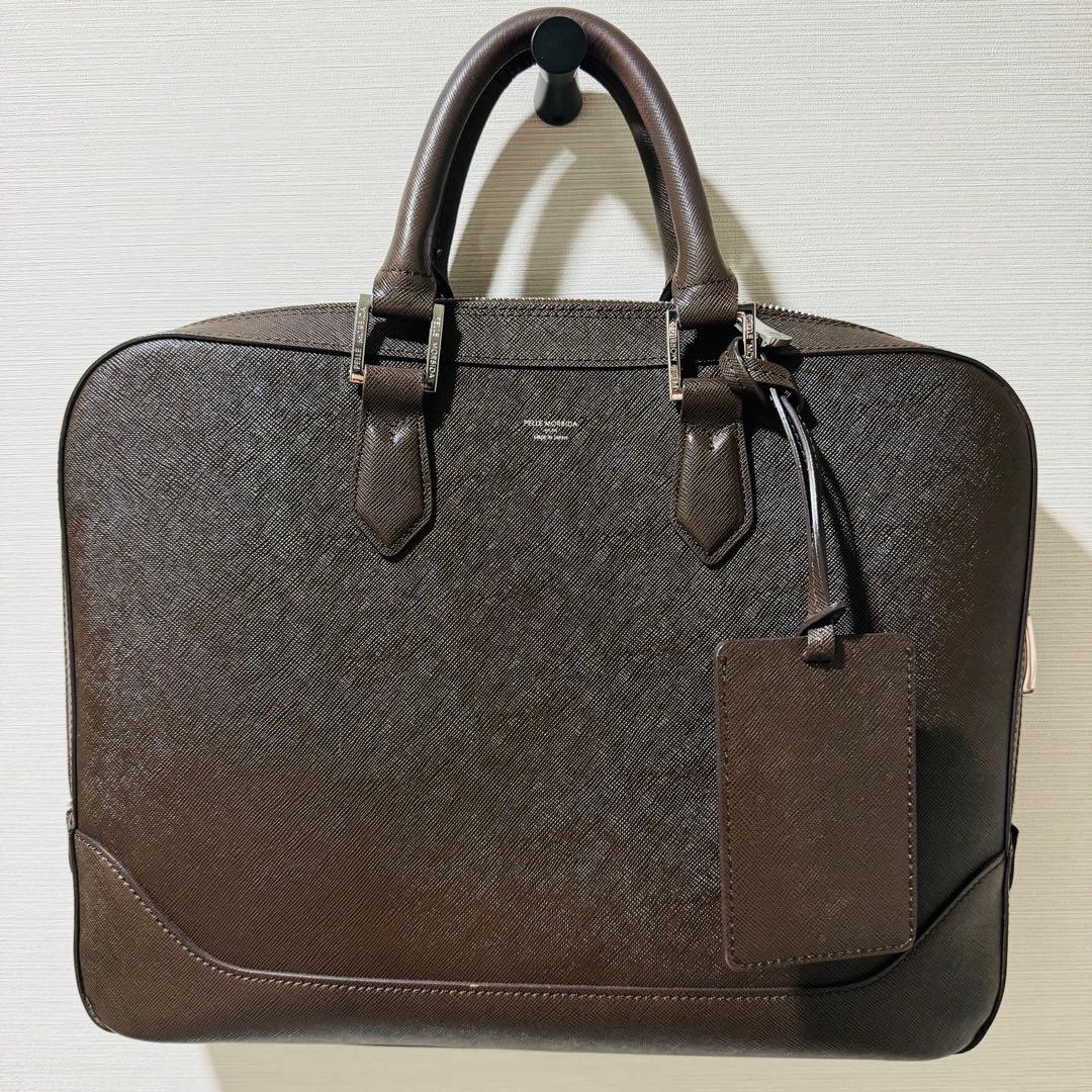 ブラウンレザー ビジネスバッグ　ペッレモルビダ　アニアリ