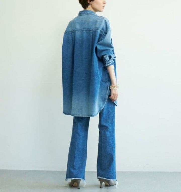 美品 ガリャルダガランテ 洗える デニムオーバーシャツ ジャケット ブルー系