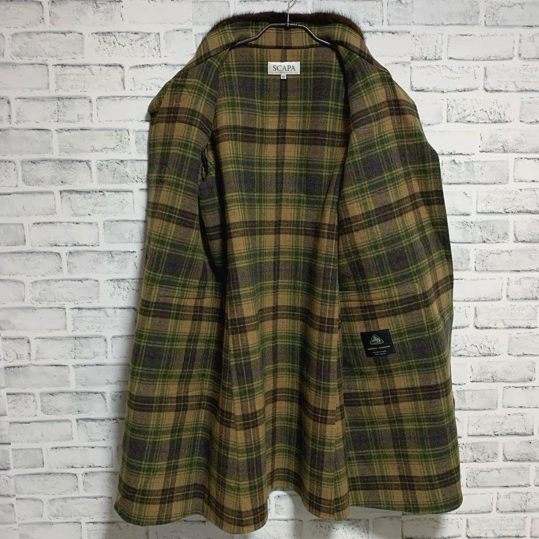 【SCAPA】LODEN-STEINER　ウール　ミンクファー　ダッフルコート