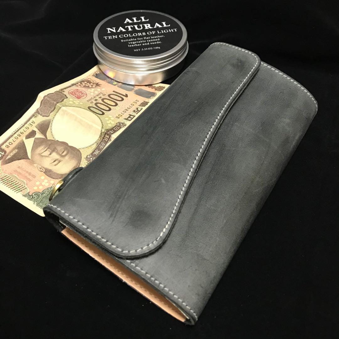 クロ　黒　長財布 本革 ブライドルレザー メンズ ヌメ革レザー 牛革