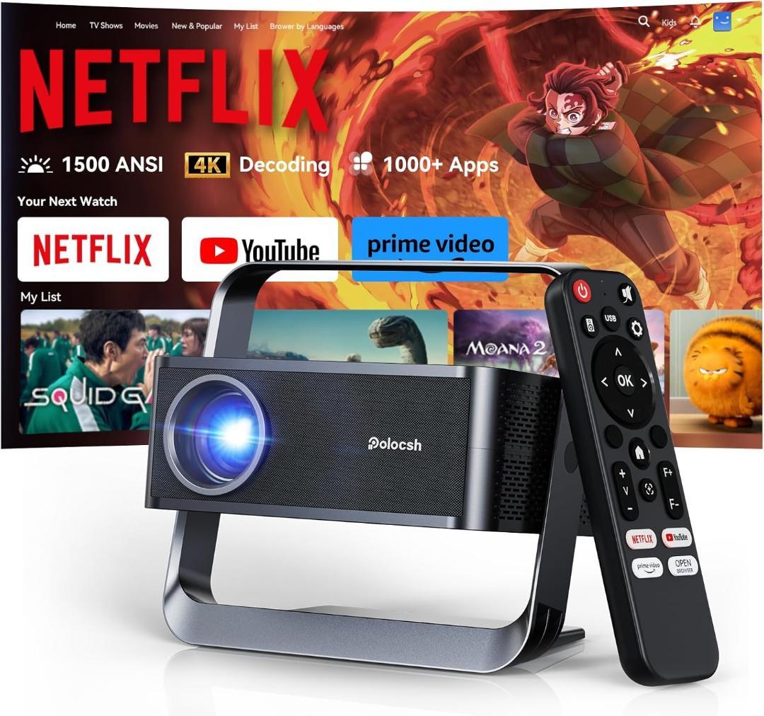 プロジェクター本体 ネイティブ1080P 4k対応 台形補正 小型軽量 天井