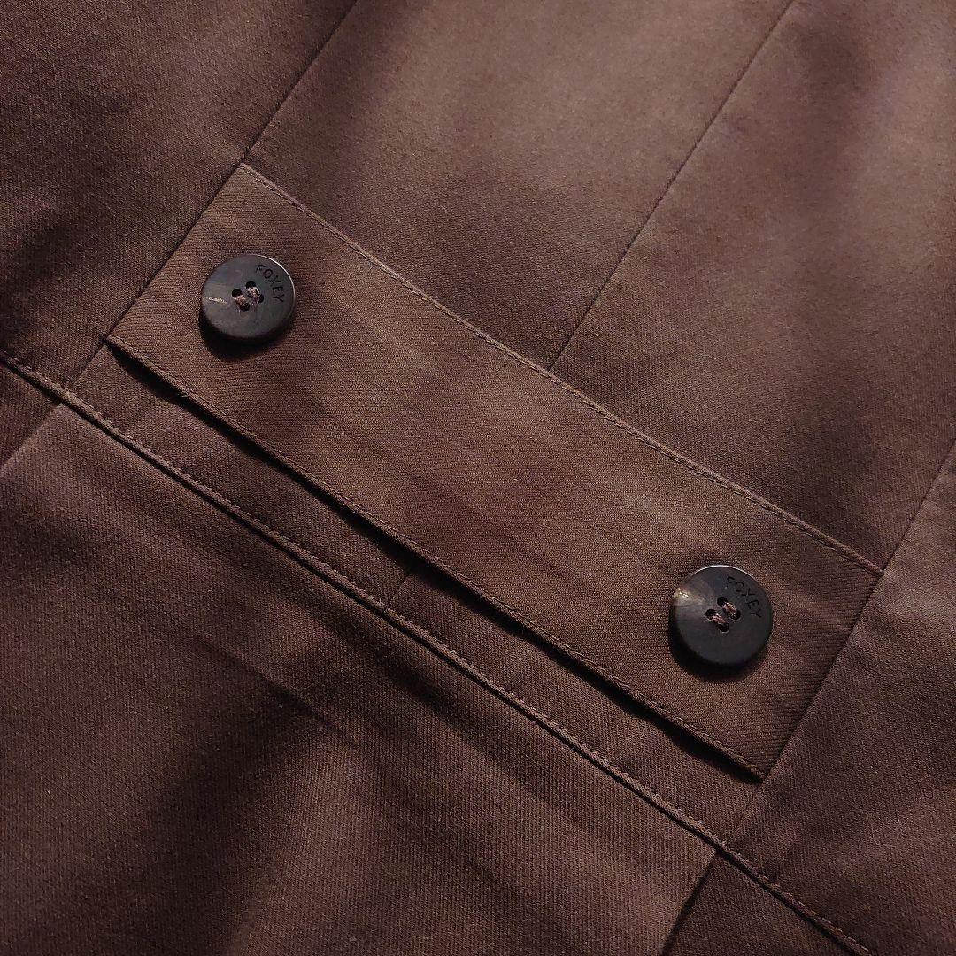 フォクシー シャツワンピース 七分袖 フレア タック ブラウン 40 M相当