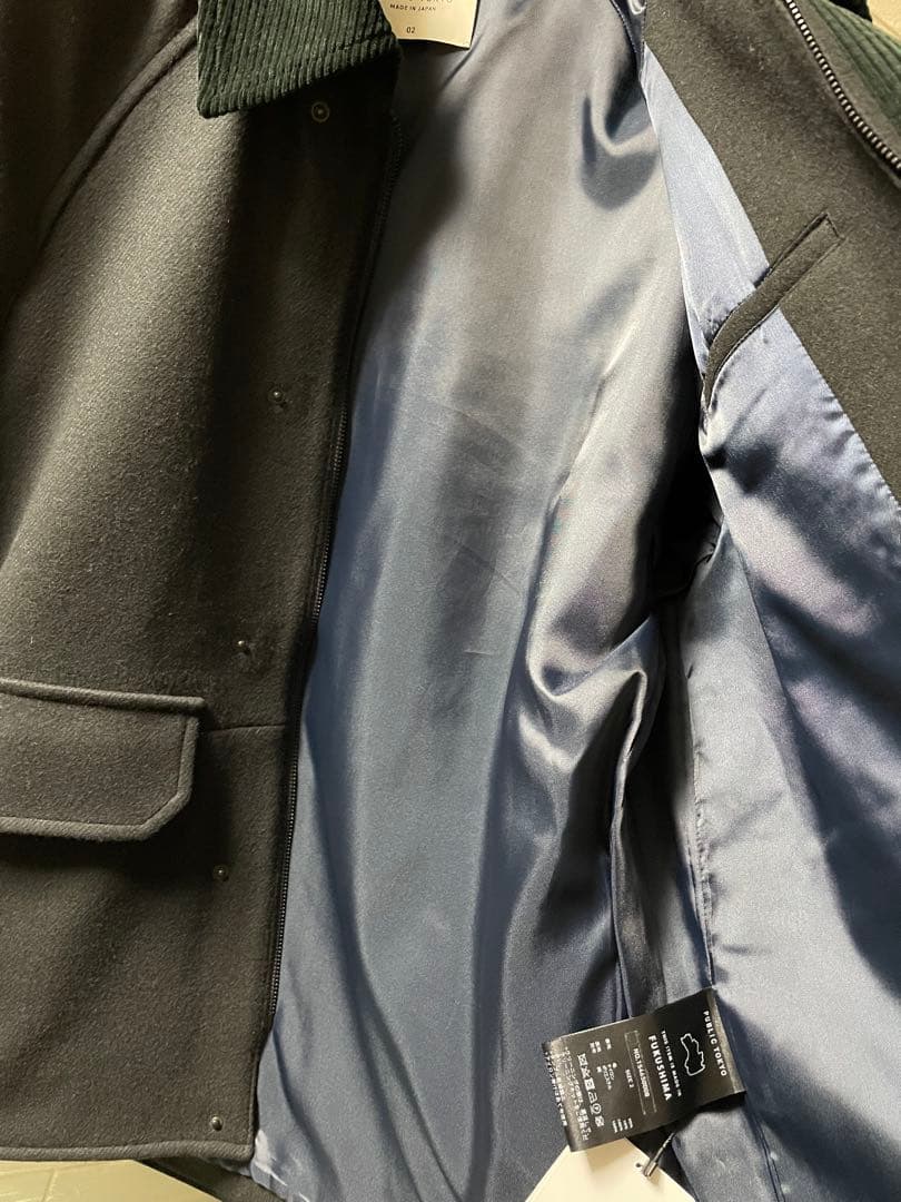 パブリックトウキョウ　Super140s メルトンハンティングブルゾン　ブラック