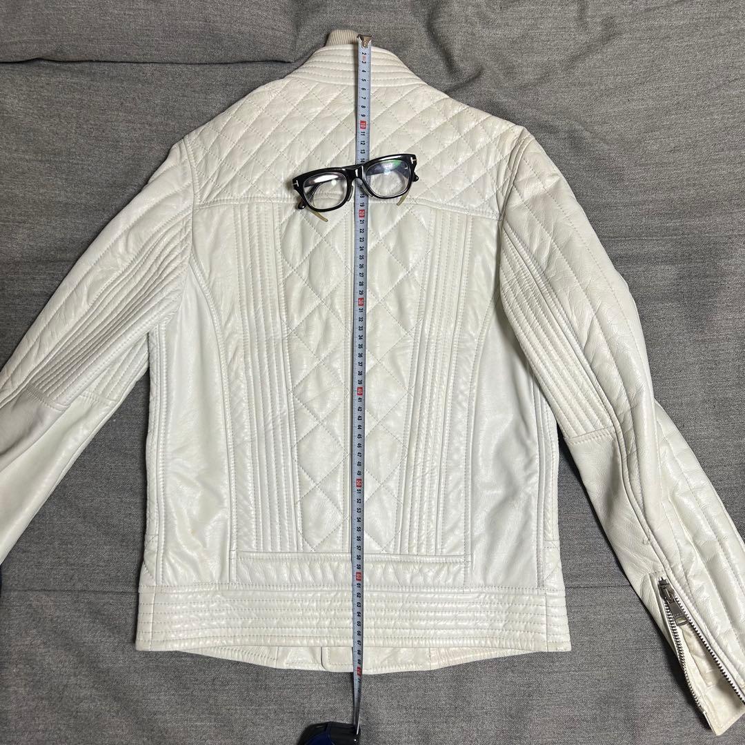 M　Dolce & Gabbana ホワイトレザーライダースジャケット