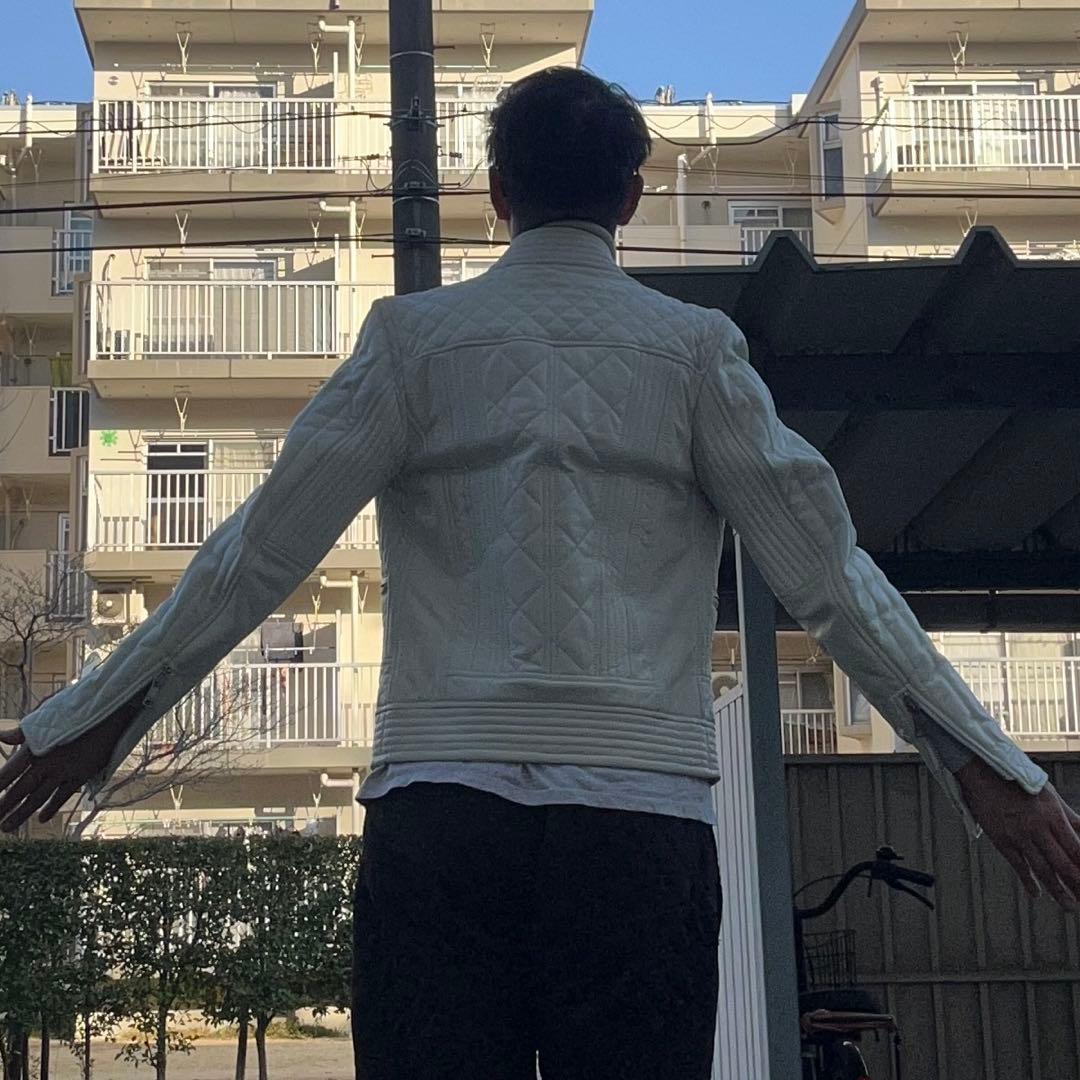 M　Dolce & Gabbana ホワイトレザーライダースジャケット