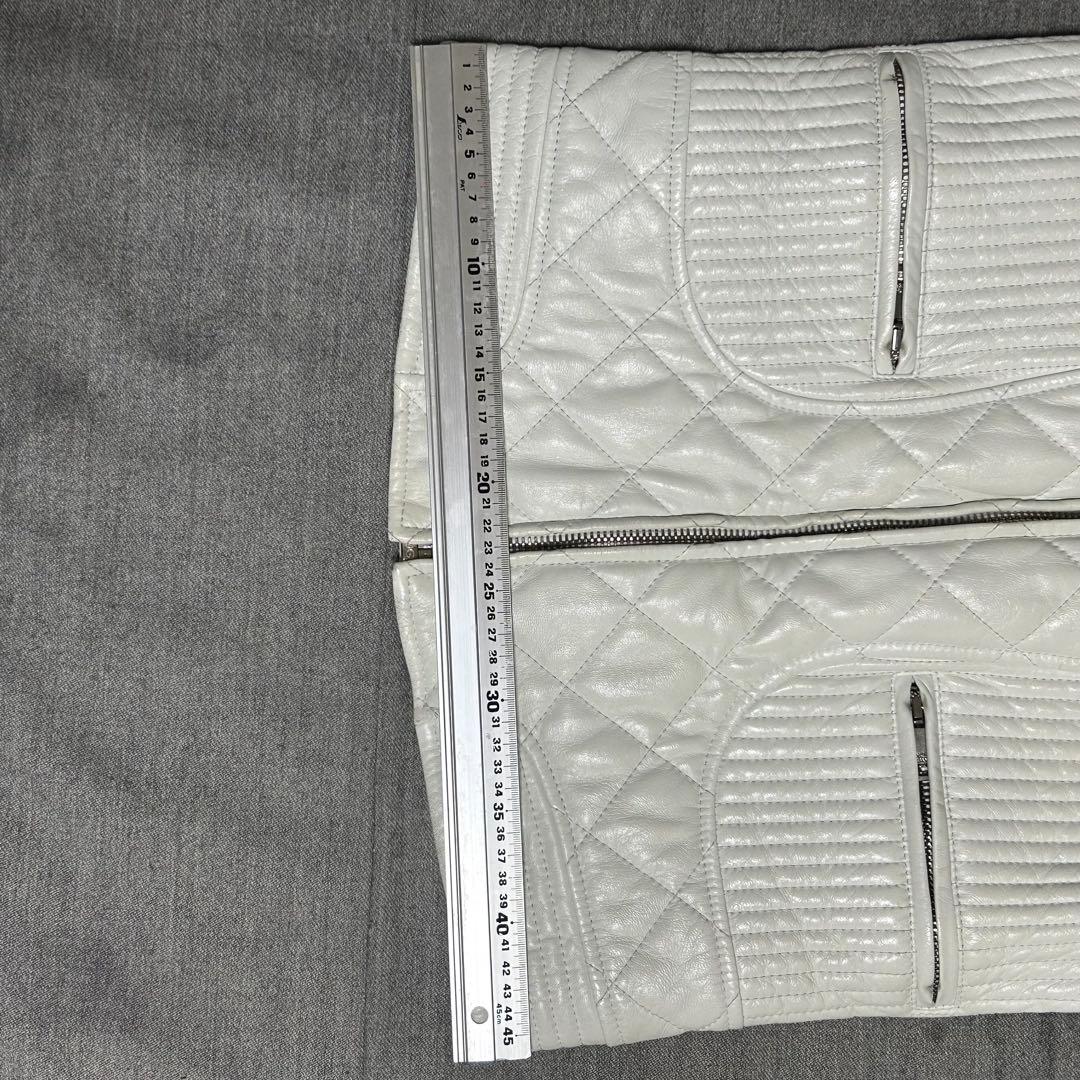 M　Dolce & Gabbana ホワイトレザーライダースジャケット