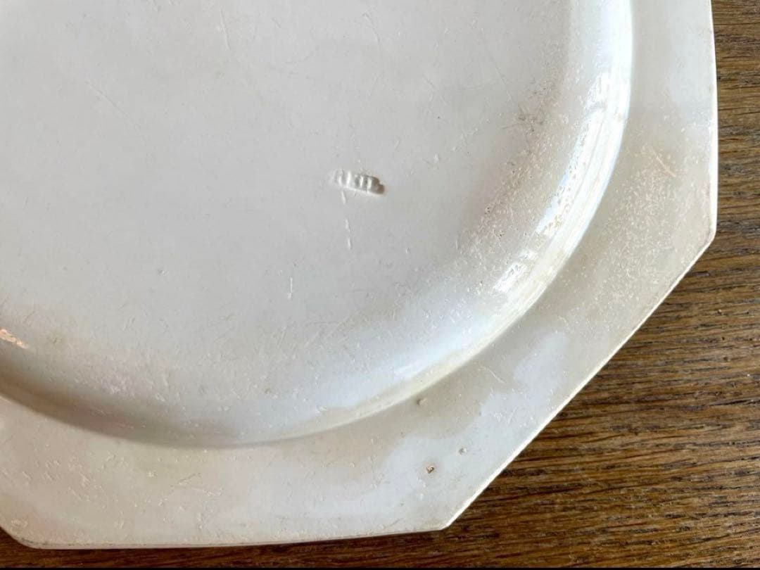 初期クレイユ　オクトゴナルプレート　ファイアンスフィーヌ　フランスアンティーク