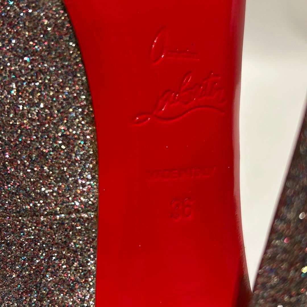 クリスチャンルブタン オープントゥパンプス グリッター ラメ 36