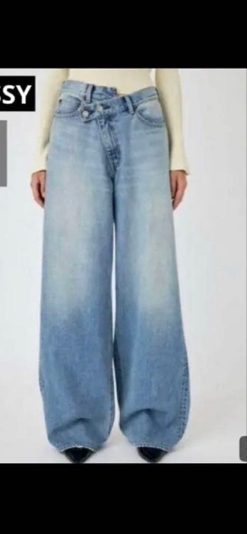 美品 MOUSSY CROSS WAIST WIDE STRAIGHT 2