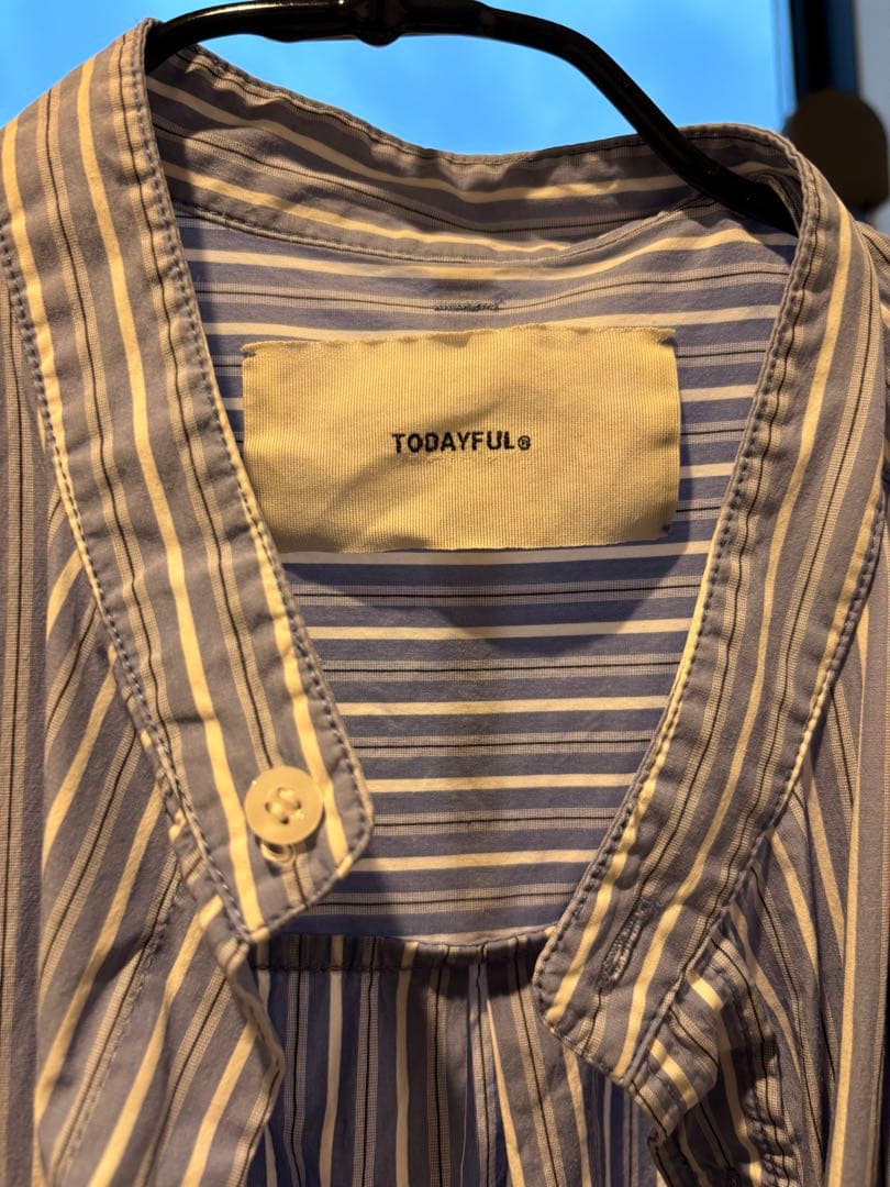 TODAYFUL ストライプオーバーシャツ　SAX