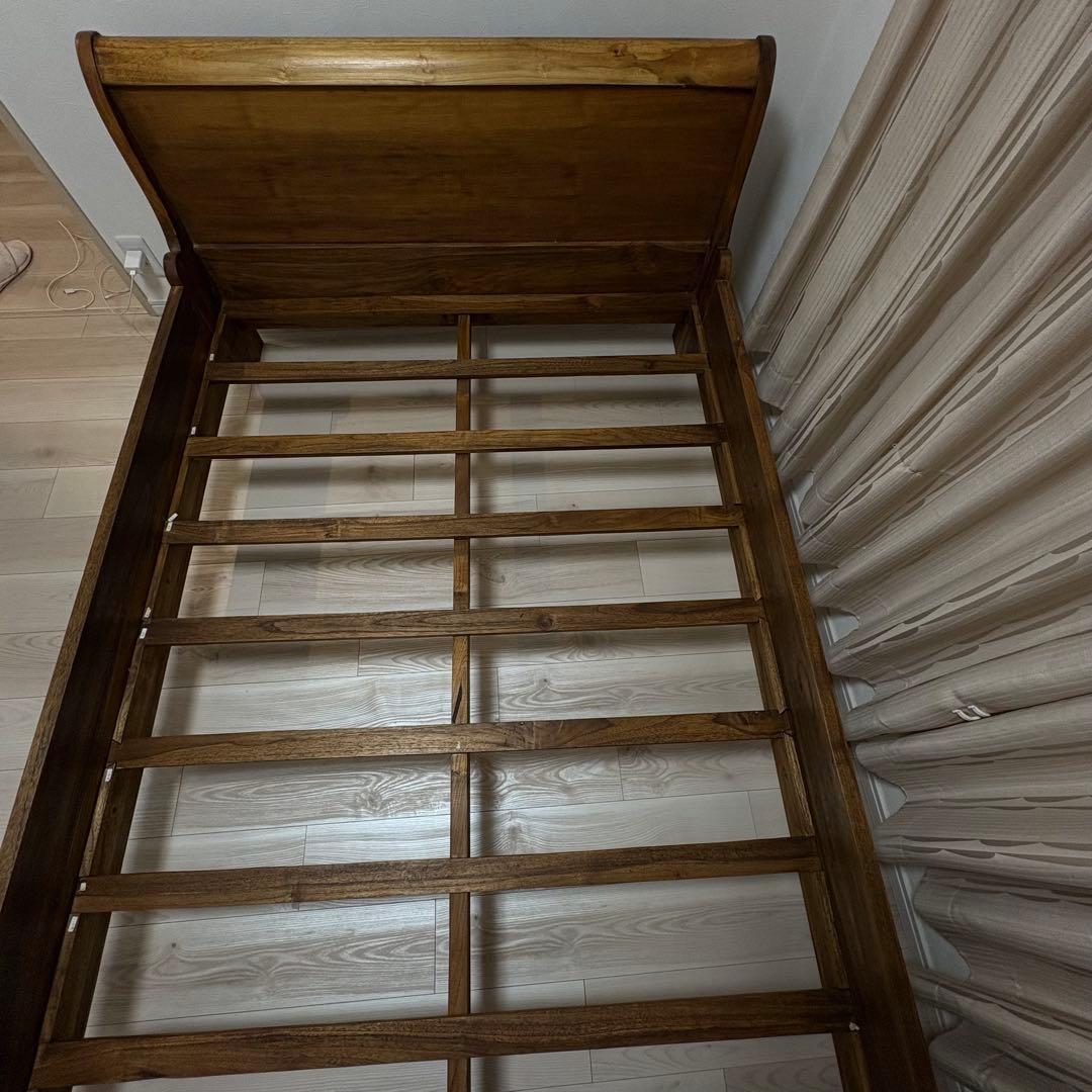 【送料込】 ヴィンテージ調 チーク セミダブル ベッドフレーム