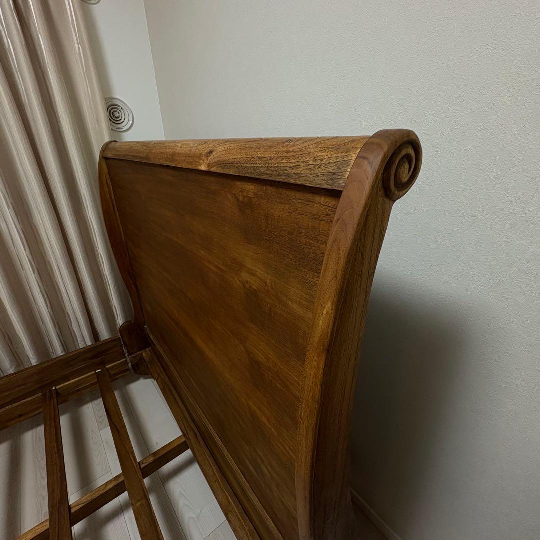 【送料込】 ヴィンテージ調 チーク セミダブル ベッドフレーム