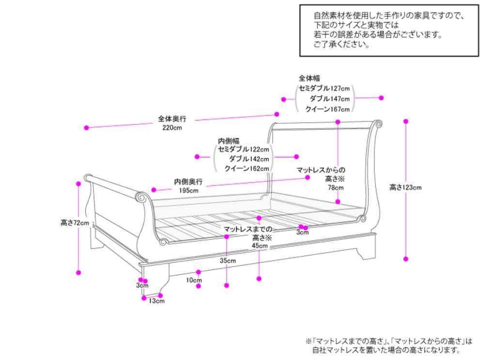 【送料込】 ヴィンテージ調 チーク セミダブル ベッドフレーム