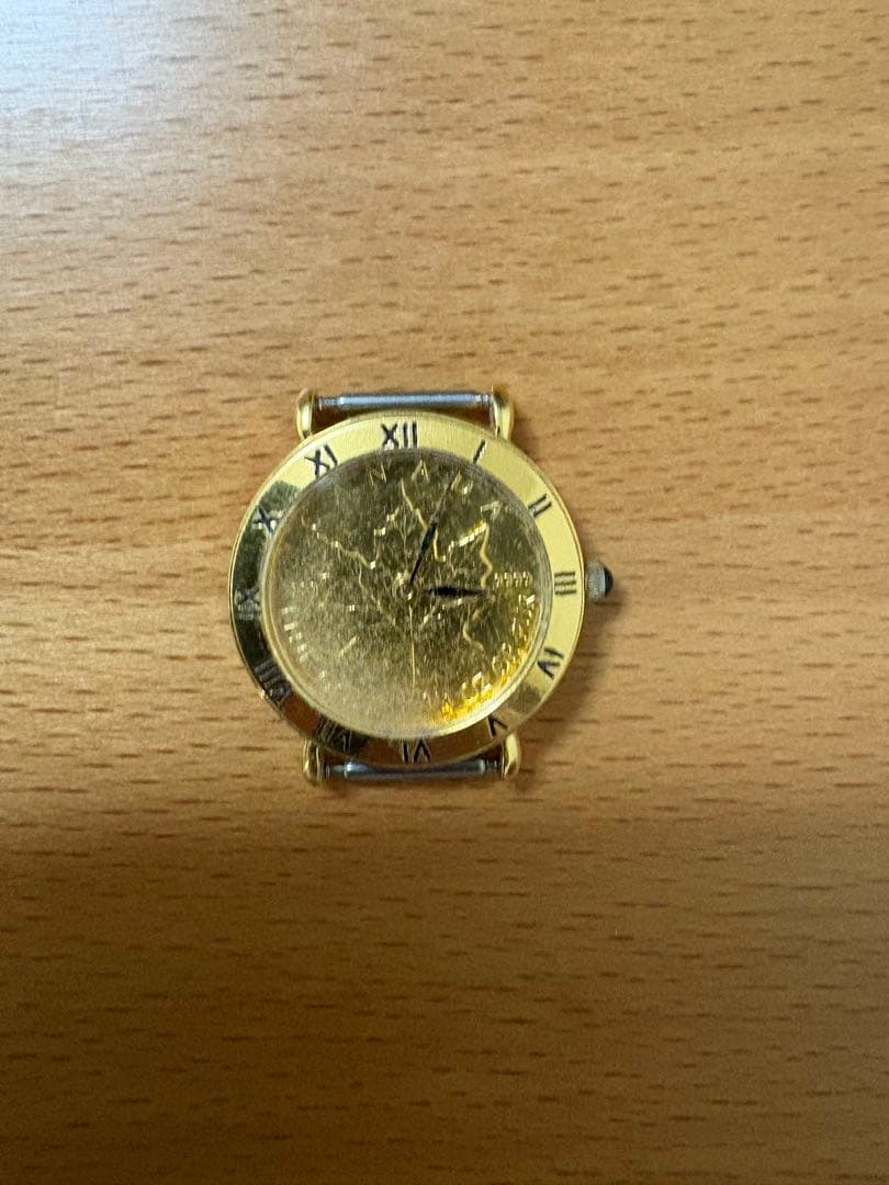 メイプルリーフ金貨埋込1/4oz腕時計スイスNivada社30年以上前の古腕時計