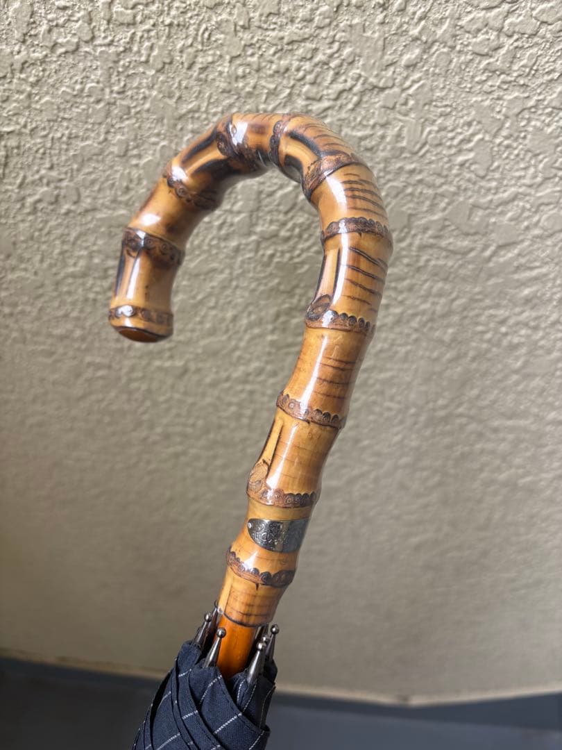 PaulSmith ネイビー　ピンストライプ　ブルー骨　長傘