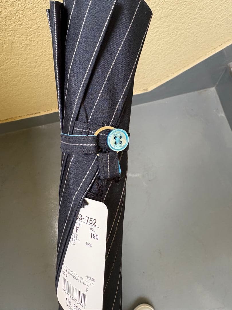 PaulSmith ネイビー　ピンストライプ　ブルー骨　長傘