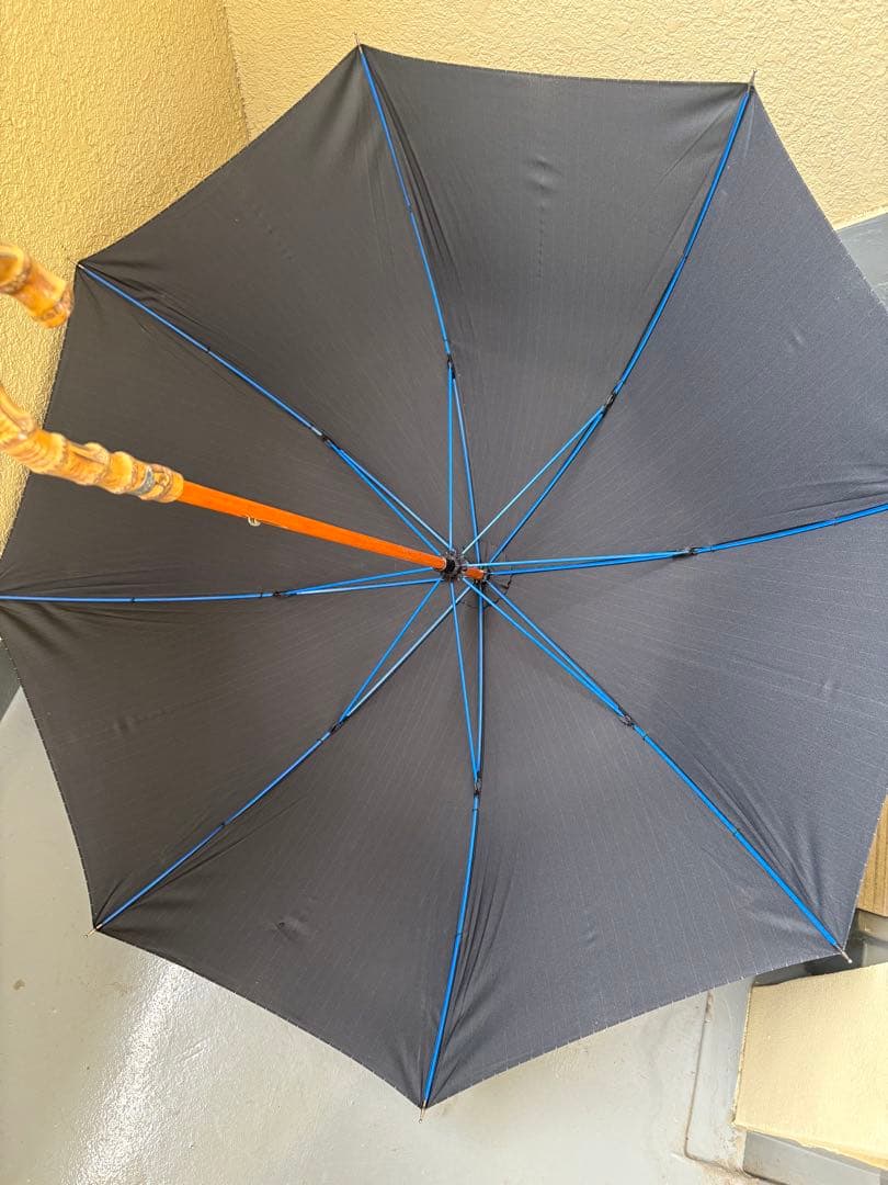 PaulSmith ネイビー　ピンストライプ　ブルー骨　長傘