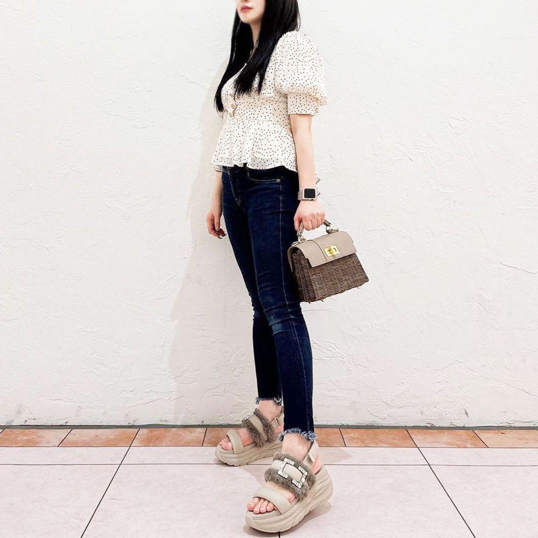 未使用品◆＋diana ビジューバックル付き フットベットサンダル