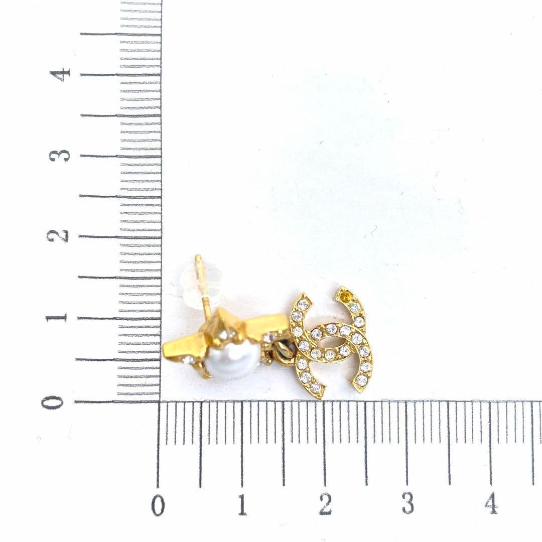 片耳のみ シャネル フェイクパール ラインストーン ピアス ココマーク GP