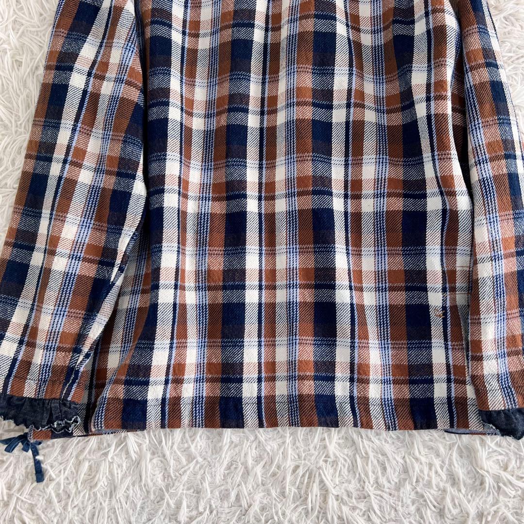 45R 藍 ざっくり ネル の フリル Tシャツ ブラウス