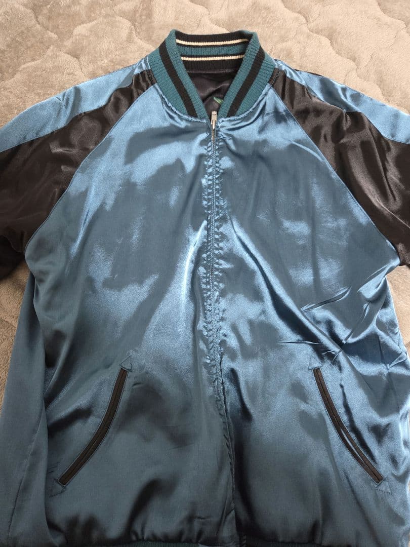 花旅楽団 カエルと蓮の花 刺繍スカジャン 古着