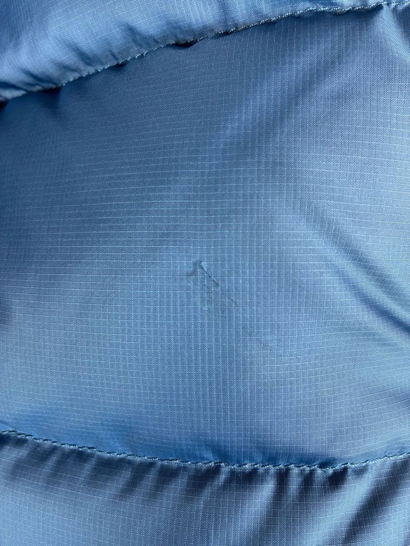 ノースフェイス ダウンジャケット ブルー×ブラウン レディースS韓国古着フード付