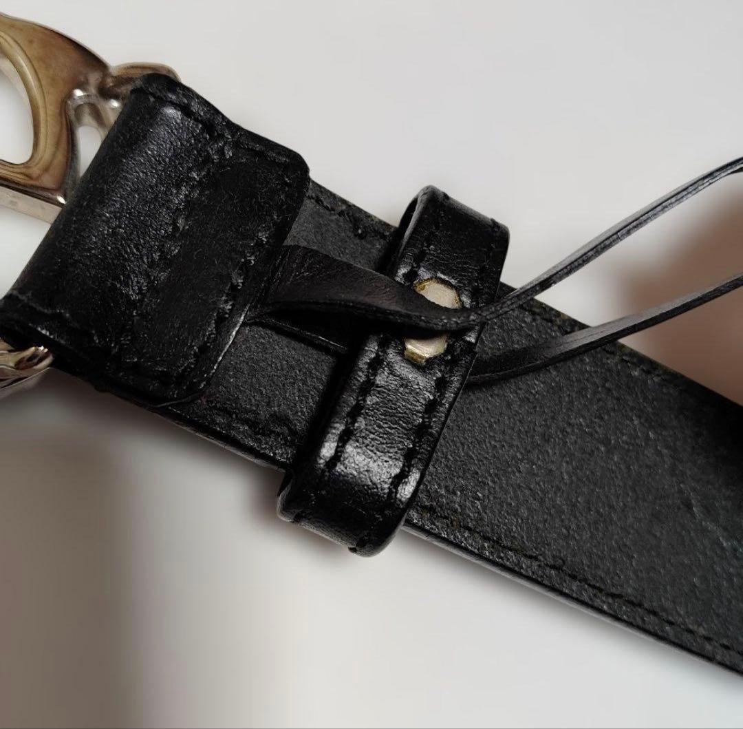 GUCCIブラックレザー ベルト ロゴバックル