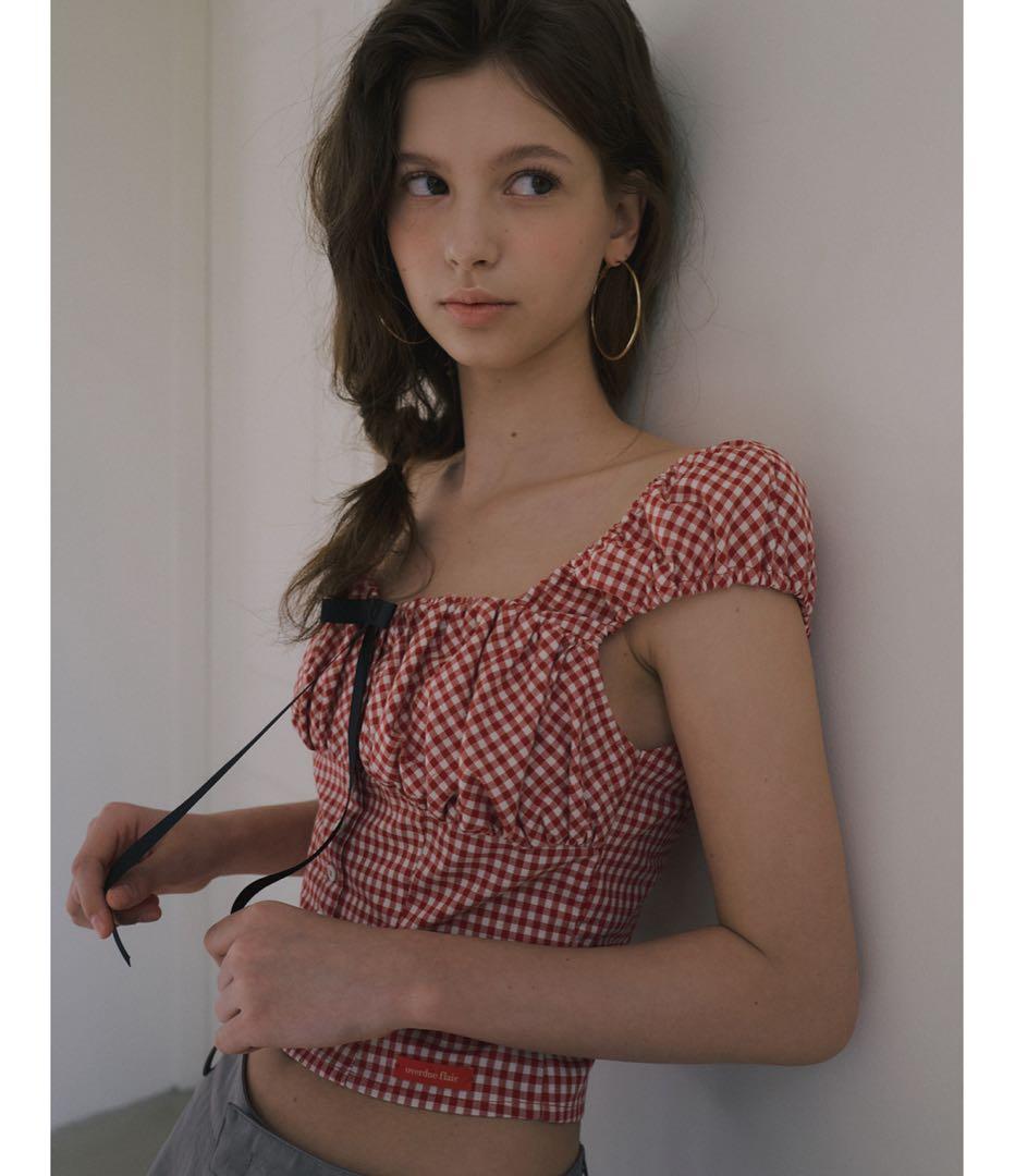 overdue flair redチェックキャミソール