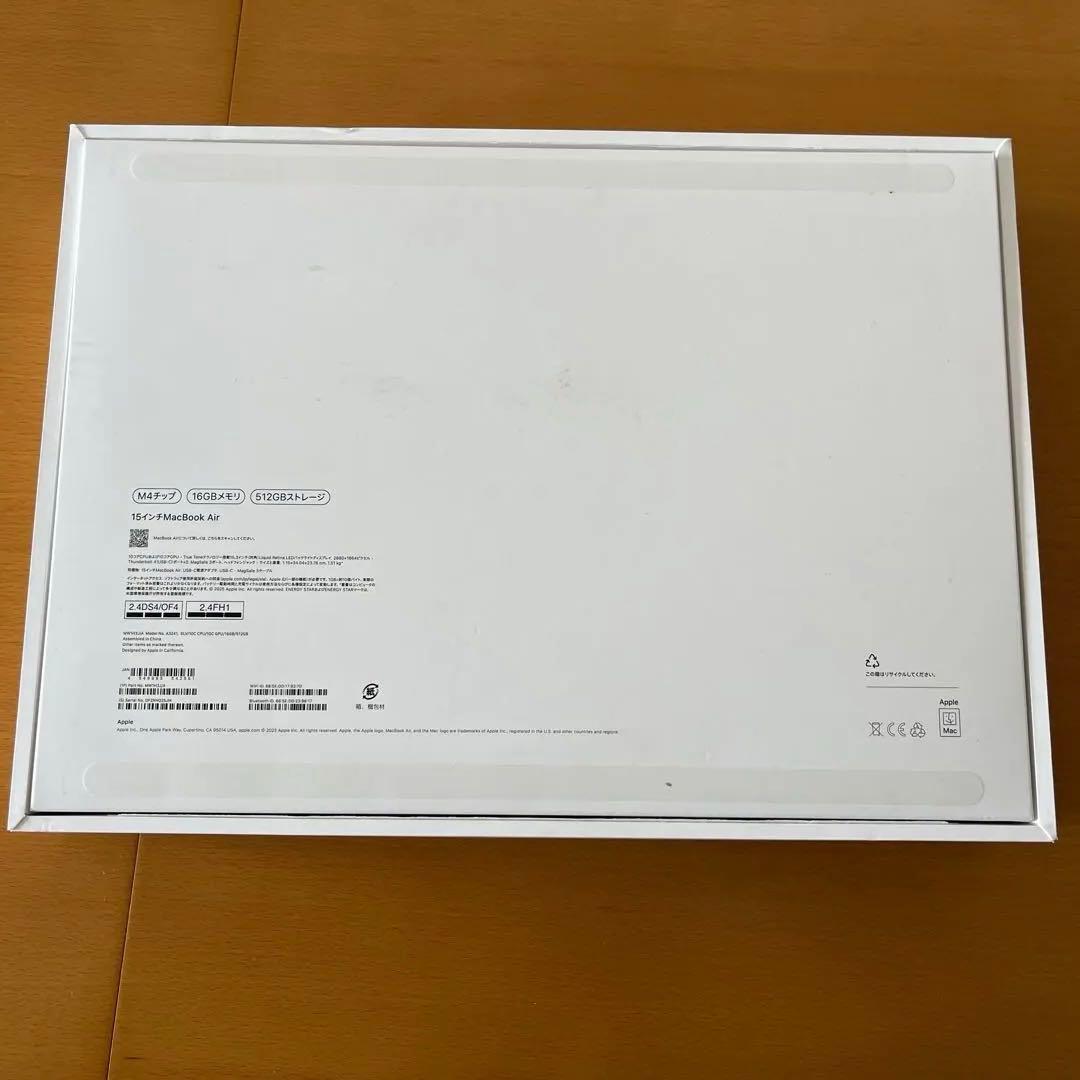 MacBookair15インチM4 16GB 512MB